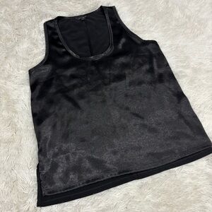 BANANA Republic Sleeveless Silky Front Black Womans Blouse Size Large